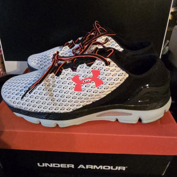 Under Armour White and Black Athletic Shoes with Red Accents - Picture 3 of 4
